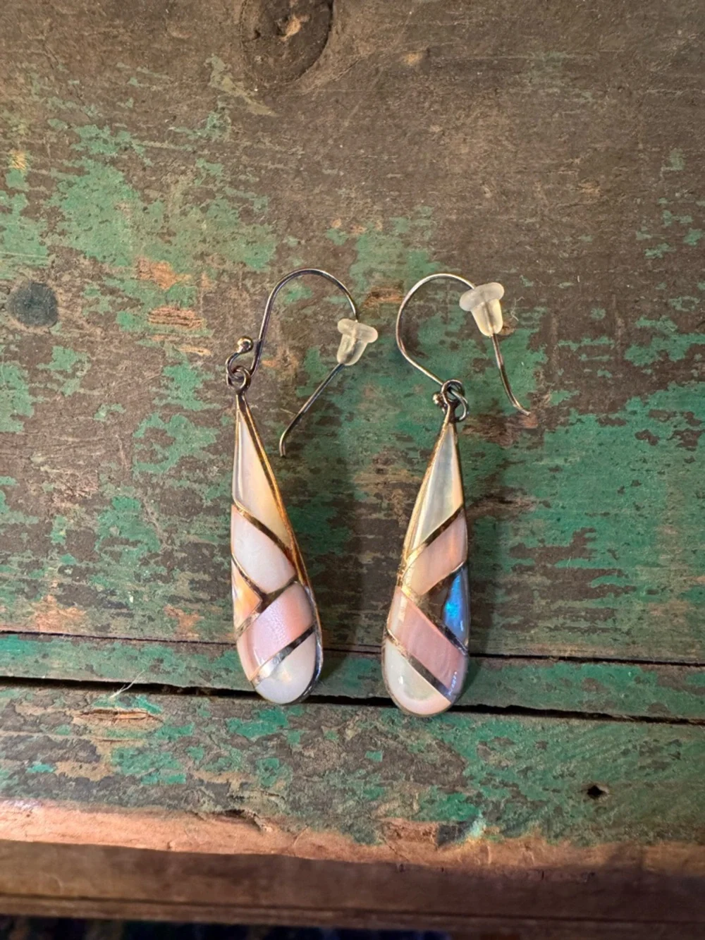 Mother of Pearl and Sterling 925 dangle earrings - Picture 1 of 5